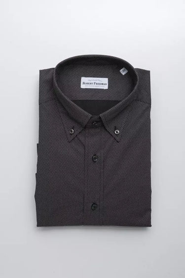 Elegant Cotton Button-Down Shirt in Black